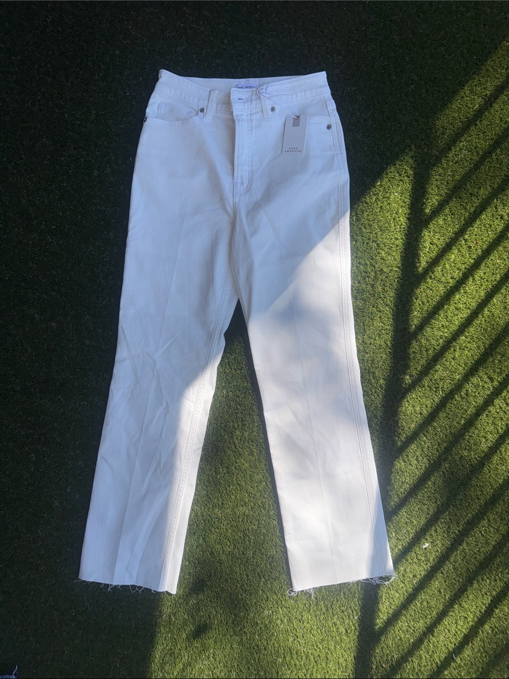 Good American Bright White Straight Leg Jeans